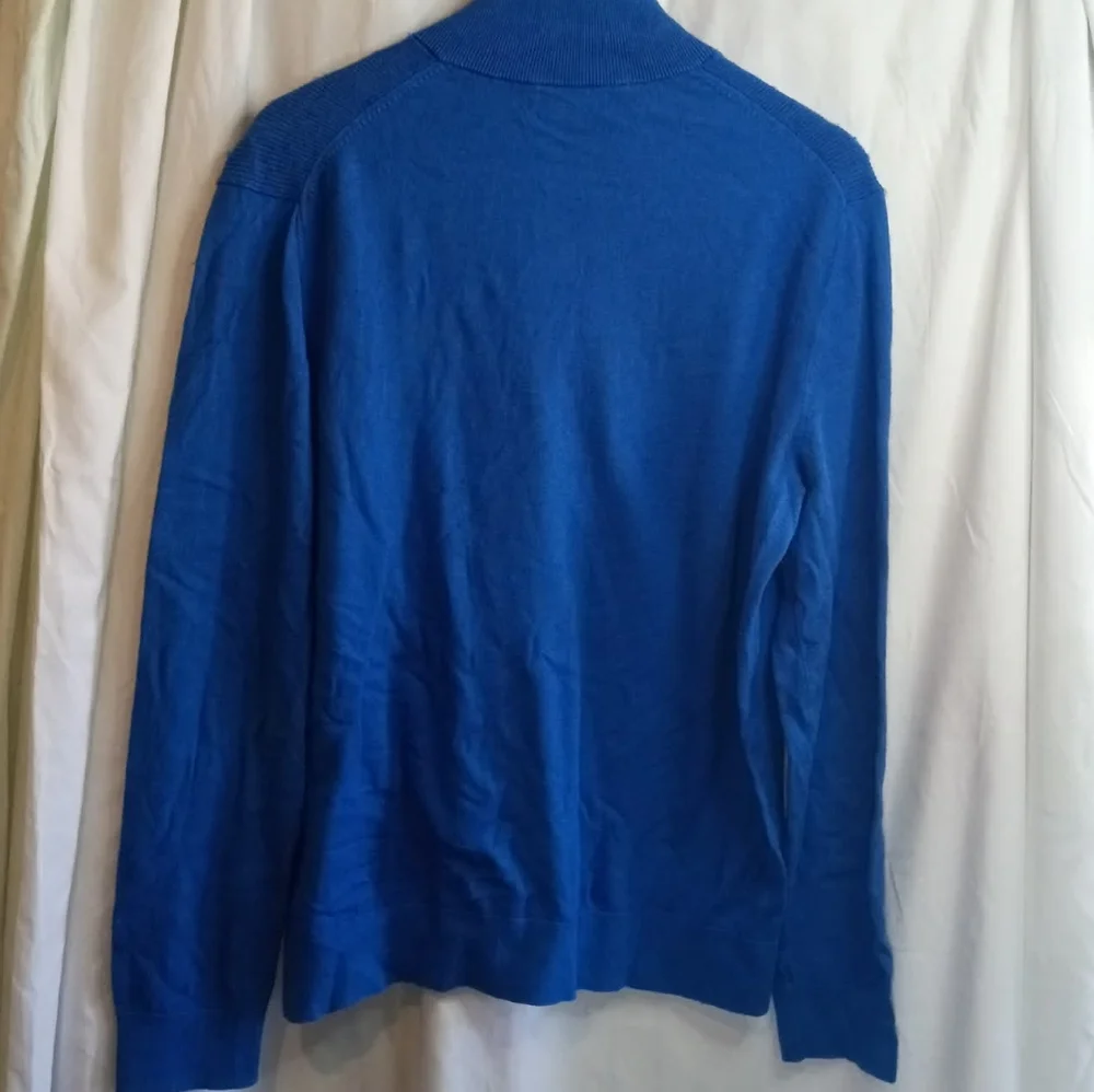 Cashmere Cotton Premium Banana Republic Royal Blue Quarter-Zip Sweater Pullover